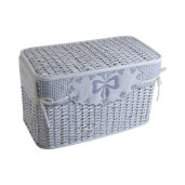Cos depozitare alb din rattan textil alb gri Kis 60 cm x 35 cm x 38H