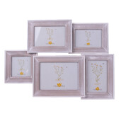 Rama foto de perete lemn maro alb 49x3x36, 10x10, 18x13, 13x9, 10x15, 15x10 cm