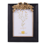 Rama foto de perete, masa mdf negru auriu 20x3x25 cm, 13x18 cm