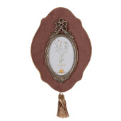 Rama foto perete textil roz polirasina aurie 22x2x31 cm, 10x15 cm