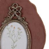Rama foto perete textil roz polirasina aurie 22x2x31 cm, 10x15 cm
