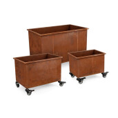 Set 3 suporturi ghivece flori otel maro Haik 32x22x27h; 42x27x32h; 52x32x37h