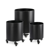 Set 3 suporturi ghivece flori otel negru Haik Ø25x32h; ø30x37h; ø35x42h