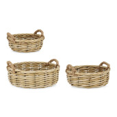 Set 3 cosuri poliratan natur Julen 34x24x12h; 41x31,5x14h; 48x39x16h