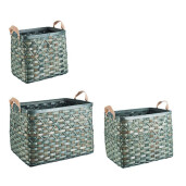 Set 3 cosuri depozitare lemn verde maro Lisette 39x27x36h; 48x34x39h; 56x42x41h