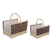 Set 2 cosuri depozitare lemn salcie textil Kelly 50x38x30h, 40x30x26h