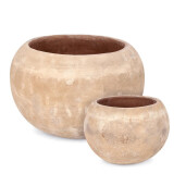 Set 2 ghivece flori teracota maro Minh Ø54x38h; ø35x26h