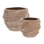 Set 2 ghivece flori teracota maro Teide Ø35x27h; ø54x41h