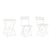 Set mobilier gradina otel alb Austin 41x46x80h (x2); :ø60x71h