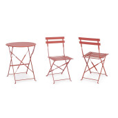 Set mobilier gradina otel caramiziu Austin 41x46x80h (x2); ø60x71h