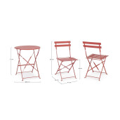 Set mobilier gradina otel caramiziu Austin 41x46x80h (x2); ø60x71h