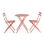 Set mobilier gradina otel caramiziu Austin 41x46x80h (x2); ø60x71h