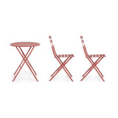 Set mobilier gradina otel caramiziu Austin 41x46x80h (x2); ø60x71h