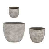Set 3 ghivece flori teracota gri Hector Ø20x17,5h; ø30x25h; ø40x32,5h