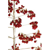 Copac decorativ rosu auriu cu leduri Glint Ø70×150h