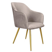 Scaun velur gri otel auriu 58x56x83 cm