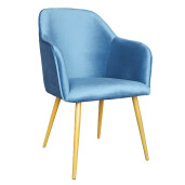 Scaun velur albastru otel auriu 58x56x83 cm