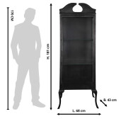 Vitrina fier negru sticla transparenta 68x43x181 cm