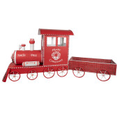 Tren decor Craciun metal rosu alb 310x65x136 cm