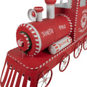 Tren decor Craciun metal rosu alb 310x65x136 cm