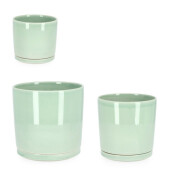 Set 3 ghivece flori gresie verde Eliza Ø11x10,5h; 14,5x14,5h; 17,5x17,5h