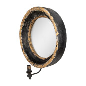 Oglinda perete cu aplica rama lemn maro negru 50x18x60 cm E14