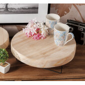 Platou servire lemn natur cu picioare metal 35 x 12,5 cm