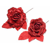 Set 12 Trandafiri artificiali rosii 22 cm