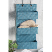 Etajera depozitare tesatura albastra 25 x 11 x 54 cm