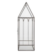 Mini sera fier gri sticla 15x15x45 cm