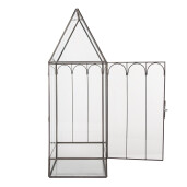 Mini sera fier gri sticla 15x15x45 cm