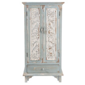 Comoda lemn verde alb vintage 67x38x143 cm