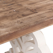 Masa din lemn maro si alb antichizat 180 cm x 90 cm x 82 h