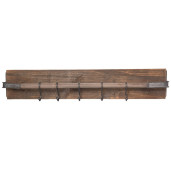 Cuier de perete din lemn maro cu 5 agatatori din fier 81 cm x 14 cm x 15 h 