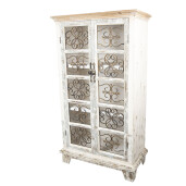 Vitrina lemn alb vintage natur 74x37x131 cm
