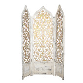 Paravan decorativ lemn alb auriu vintage 124x3x186 cm