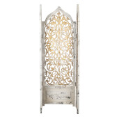 Paravan decorativ lemn alb auriu vintage 124x3x186 cm