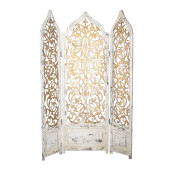 Paravan decorativ lemn alb auriu vintage 124x3x186 cm