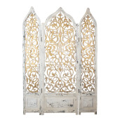 Paravan decorativ lemn alb auriu vintage 124x3x186 cm
