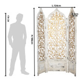 Paravan decorativ lemn alb auriu vintage 124x3x186 cm