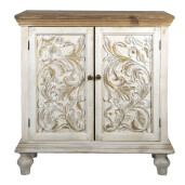 Comoda lemn maro alb patinat 91x38x100 cm