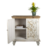 Comoda lemn maro alb patinat 91x38x100 cm