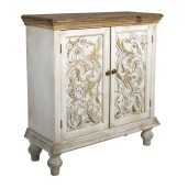 Comoda lemn maro alb patinat 91x38x100 cm