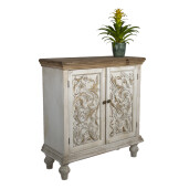 Comoda lemn maro alb patinat 91x38x100 cm