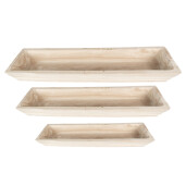 Set 3 boluri decorative lemn natur 70x20x9 cm, 66x15x7 cm, 61x11x6 cm