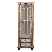 Vitrina lemn bej maro vintage 49x35x135 cm