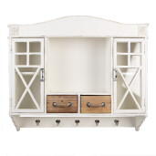 Raft perete lemn alb maro vintage 76x16x65 cm