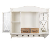 Raft perete lemn alb maro vintage 76x16x65 cm