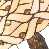 Veioza cu baza polirasina maro si abajur din sticla Tiffany 30x50 cm