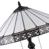 Lampadar cu baza din polirasina neagra si abajur sticla alba Tiffany Ø 51 cm x 160 h